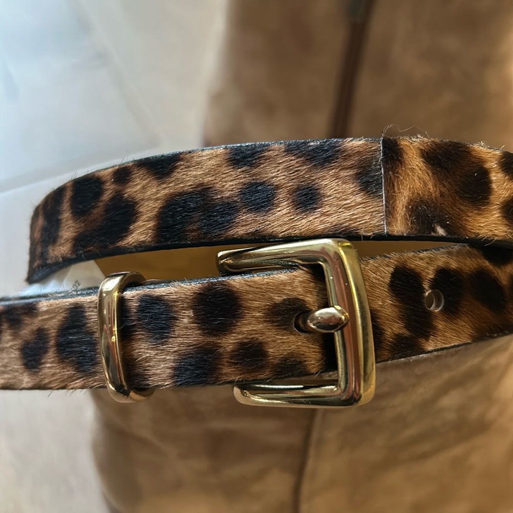 J Crew Leopard Print Leather Belt ( S )